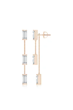 Natori Earrings|Orient Express-Orient Express Lab-Grown 14K Gold Baguette & Diamond Front-Back Chain Earrings