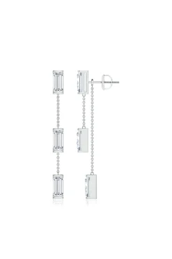 Natori Earrings|Orient Express-Orient Express Lab-Grown 14K Gold Baguette & Diamond Front-Back Chain Earrings