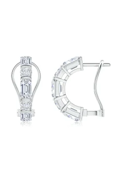 Natori Earrings|Orient Express-Orient Express Lab-Grown 14K Gold Emerald Cut & Cushion Diamond Half Hoop Earrings