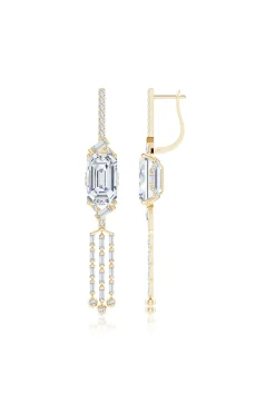 Natori Earrings|Orient Express-Orient Express Lab-Grown 14K Gold Emerald Cut & Baguette Diamond Tassel Drop Earrings