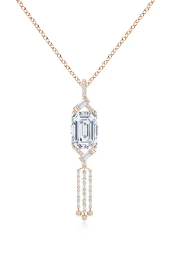 Natori Necklaces|Orient Express-Orient Express Lab-Grown 14K Gold Emerald Cut & Baguette Diamond Tassel Drop Pendant Necklace