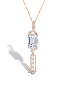 Natori Necklaces|Orient Express-Orient Express Lab-Grown 14K Gold Emerald Cut & Baguette Diamond Tassel Drop Pendant Necklace