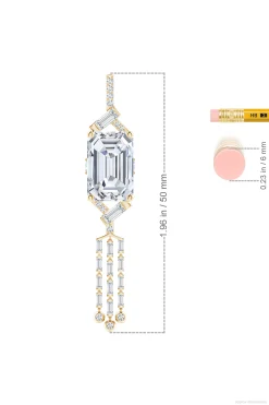 Natori Necklaces|Orient Express-Orient Express Lab-Grown 14K Gold Emerald Cut & Baguette Diamond Tassel Drop Pendant Necklace
