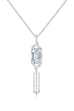 Natori Necklaces|Orient Express-Orient Express Lab-Grown 14K Gold Emerald Cut & Baguette Diamond Tassel Drop Pendant Necklace