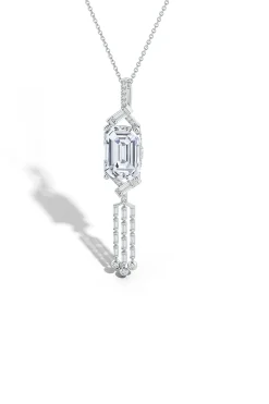 Natori Necklaces|Orient Express-Orient Express Lab-Grown 14K Gold Emerald Cut & Baguette Diamond Tassel Drop Pendant Necklace
