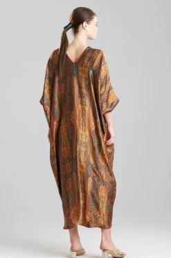 Natori Caftan Dresses-Paisley Cocoon Silk Caftan