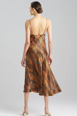 Natori Gowns-Paisley Cowl Neck Silk Gown