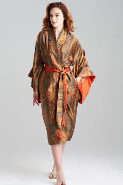 Natori Robes & Kimonos-Paisley Drop Sleeve Silk Robe