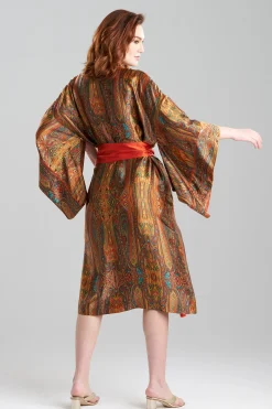 Natori Robes & Kimonos-Paisley Drop Sleeve Silk Robe