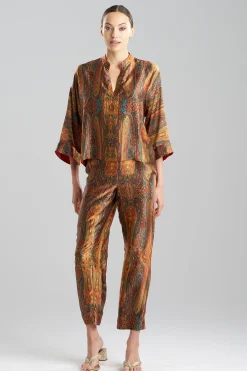 Natori Pajama Sets-Paisley Silk PJ
