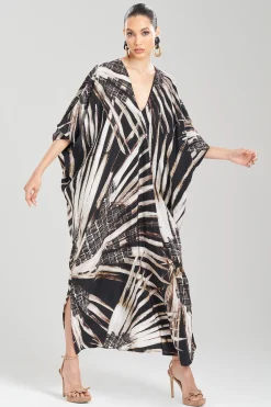 Natori Caftan Dresses-Palawan Beaded Silk Caftan