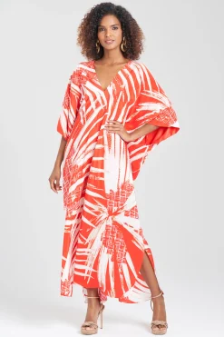 Natori Caftan Dresses-Palawan Beaded Silk Caftan
