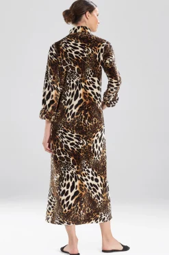 Natori Caftans-Plush Leopard Zip Caftan