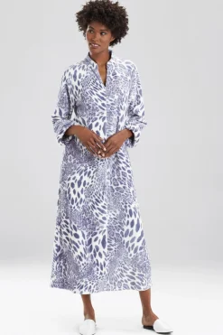 Natori Caftans-Plush Leopard Zip Caftan