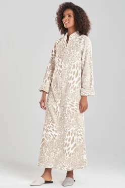 Natori Caftans-Plush Leopard Zip Caftan