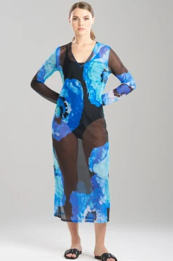 Natori Dresses|Honeymoon-Poppy Long Sleeve Sheer Dress
