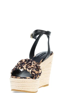 Natori Sandals-Rae Luxe Leopard Hinami Braided Wedge Sandals