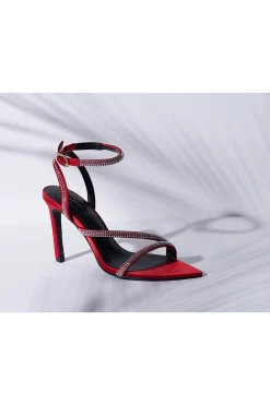 Natori Pumps-Reiki Satin Embellished Ankle Strap Heel