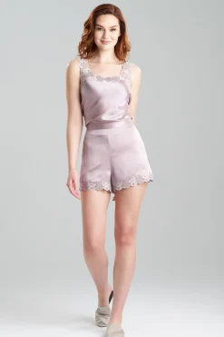 Natori Pajama Bottoms|Lounge Bottoms-Rose Parfait Lace Trim Silk Shorts