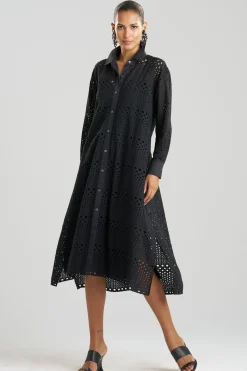 Natori Dresses|Plus Sizes-Round Eyelet Oversized Shirtdress