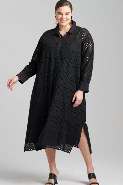 Natori Dresses|Plus Sizes-Round Eyelet Oversized Shirtdress