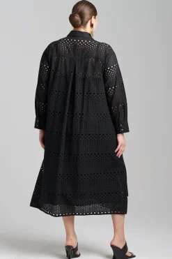 Natori Dresses|Plus Sizes-Round Eyelet Oversized Shirtdress