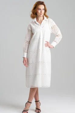 Natori Dresses|Plus Sizes-Round Eyelet Oversized Shirtdress