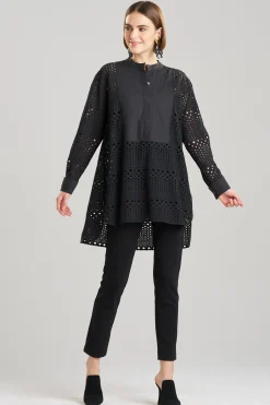 Natori Beach Tops|Tops, Shirts & Tunics-Round Eyelet Oversized Tuxedo Shirt