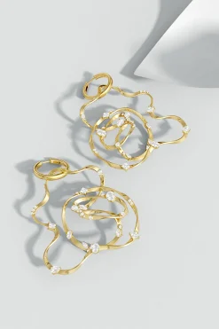 Natori Earrings|Sakura-Runway Collection Sakura White Topaz Giant Gold Hoop Earrings