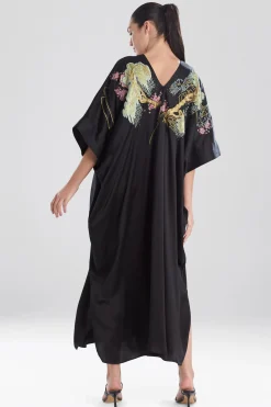 Natori Caftan Dresses-Sansui Embroidered Silk Caftan