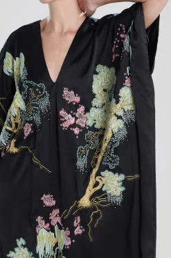 Natori Caftan Dresses-Sansui Embroidered Silk Caftan