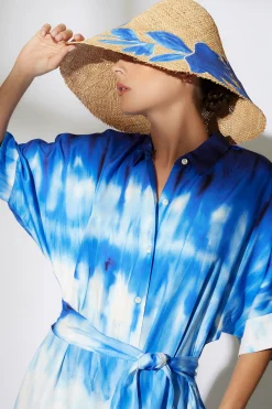 Natori Dresses-Santorini Printed Cotton Silk Belted Shirtdress