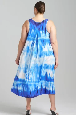 Natori Dresses|Plus Sizes-Santorini Printed Cotton Silk Trapeze Tank Dress