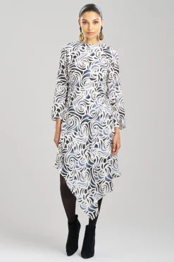 Natori Dresses|Wedding Guest Dresses-Scroll Asymmetrical Drape Dress
