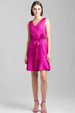Natori Dresses-Scroll Jacquard Ruffle Dress