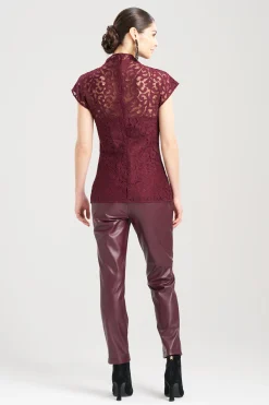 Natori Tops, Shirts & Tunics-Scroll Lace Funnel Neck Top
