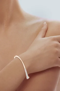 Natori Bracelets|Shangri-La-Shangri-La Brushstroke 14K Gold And Diamond Half Bracelet