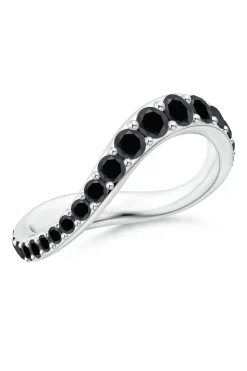 Natori Rings|Shangri-La-Shangri-La Brushstroke 14K Gold And Black Diamond Full Eternity Stacking Ring