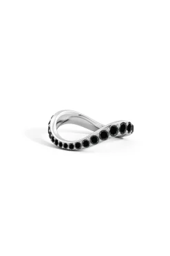 Natori Rings|Shangri-La-Shangri-La Brushstroke 14K Gold And Black Diamond Full Eternity Stacking Ring