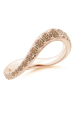 Natori Rings|Shangri-La-Shangri-La Brushstroke 14K Gold And Coffee Diamond Full Eternity Stacking Ring