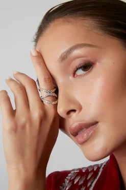 Natori Rings|Shangri-La-Shangri-La Brushstroke 14K Gold And Diamond Full Eternity Stacking Ring