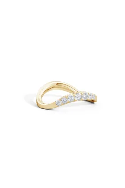 Natori Rings|Shangri-La-Shangri-La Brushstroke 14K Gold And Diamond Half Eternity Stacking Ring