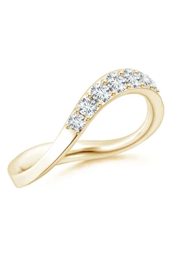 Natori Rings|Shangri-La-Shangri-La Brushstroke 14K Gold And Diamond Half Eternity Stacking Ring