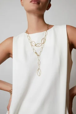 Natori Necklaces|Shangri-La-Shangri-La Elliptical Yin-Yang 14K Gold And Diamond Y Necklace