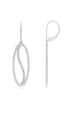 Natori Earrings|Shangri-La-Shangri-La Elliptical Yin-Yang 14K Gold And Diamond Medium Leverback Earrings