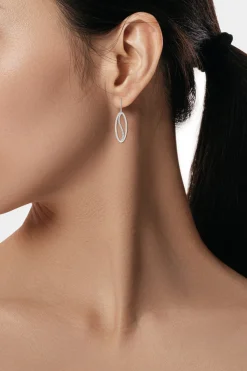 Natori Earrings|Shangri-La-Shangri-La Elliptical Yin-Yang 14K Gold And Diamond Medium Leverback Earrings