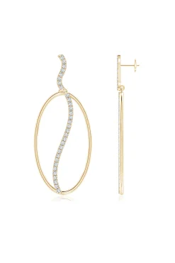 Natori Earrings|Shangri-La-Shangri-La Elliptical Yin-Yang 14K Gold And Diamond Dangle Earrings