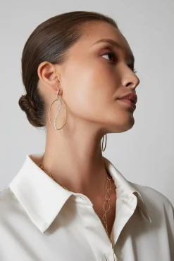 Natori Earrings|Shangri-La-Shangri-La Elliptical Yin-Yang 14K Gold And Diamond Dangle Earrings