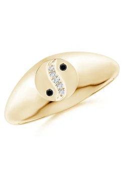 Natori Rings|Shangri-La-Shangri-La Yin-Yang 14K Gold With Black & White Diamond Signet Ring