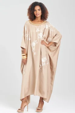 Natori Caftan Dresses-Shinjo Habotai Embroidered Silk Caftan